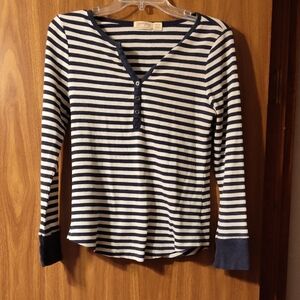 Faded Glory Navy and White Striped Top